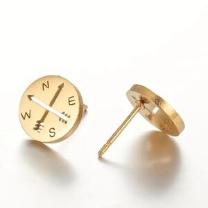 18 KT Gold Over Titanium Compass Stud Earrings